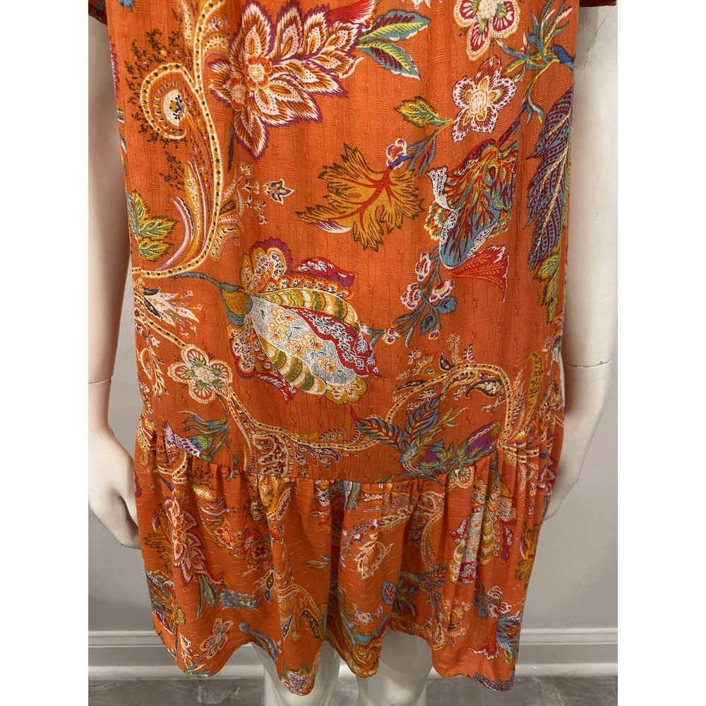 Nicole Miller Dress Orange Paisley Mini Dress Beach Resort Wear Belted SZ XS - Picture 11 of 11